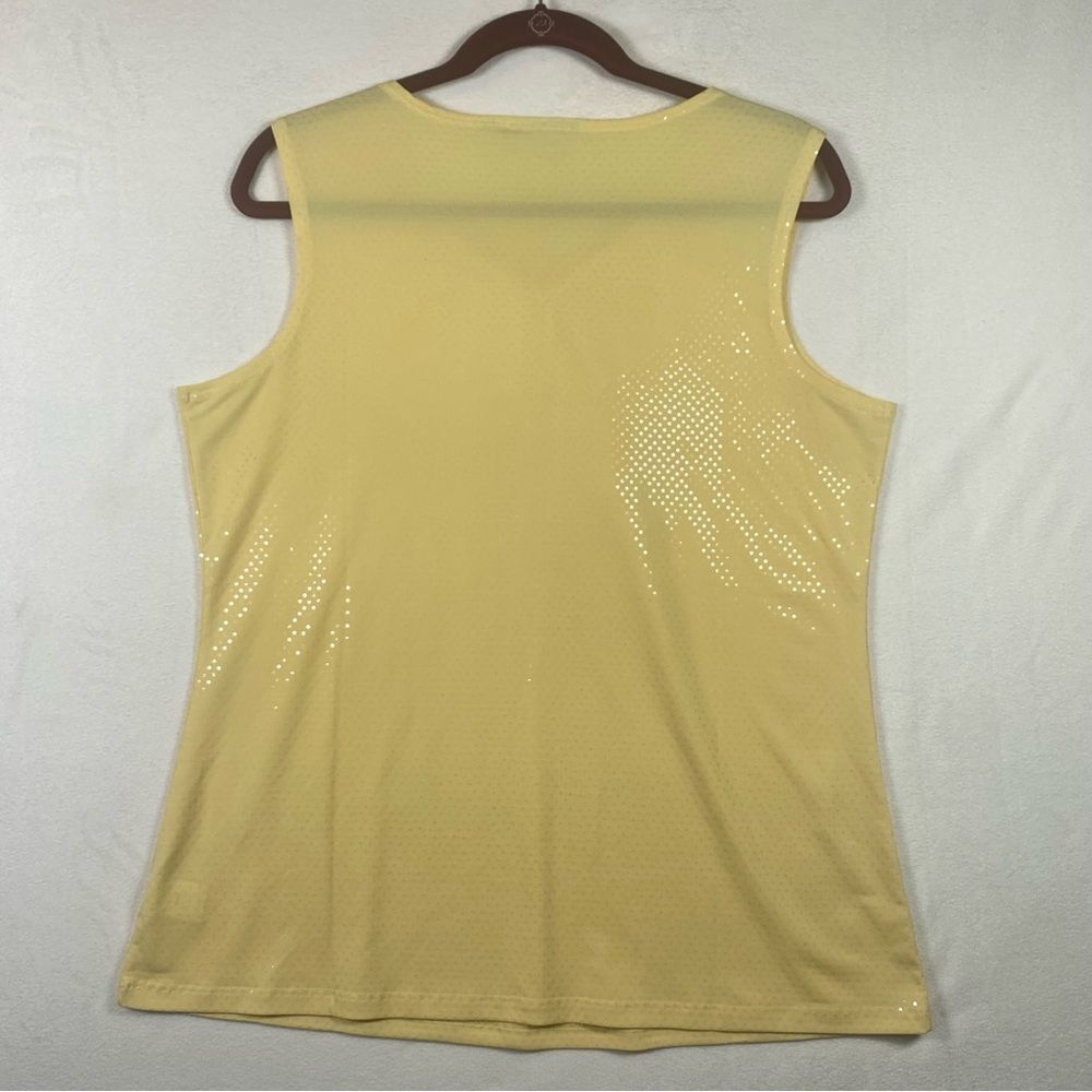 Susan Graver Bright Yellow Sleeveless Ruffle Neck Top Size Medium - Picture 2 of 8